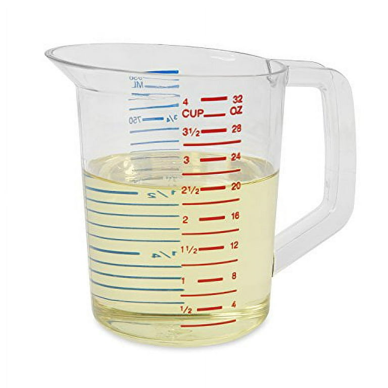 TCP Global 1 Liter (1000ml) Plastic Graduated Measuring and Mixing Pitcher  (Pack of 6) - Holds Over 1 Quart (32oz) - Pouring Cups, Measure & Mix