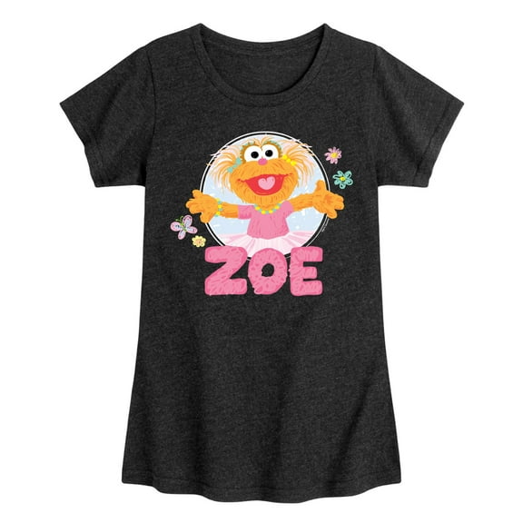 Sesame Street - Zoe Scribble - Girls Fitted Short Sleeve Graphic T-Shirt