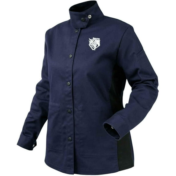 Black Stallion JF1015-NB AngelFire Women's FR Cotton Welding Jacket, Navy & Black, Medium