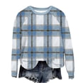 thumbnail image 6 of Jsaierl Women's Oversized Plaid Crewneck Sweatshirts with Checked Pattern Long Sleeve Soft Comfortable Casual Fall Tops S-2XL, 6 of 8