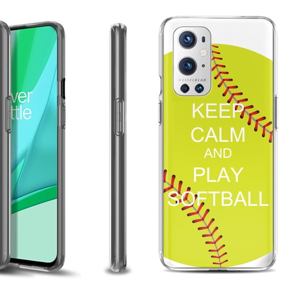 Slim-Fit Flexible TPU Gel Phone Case Compatible with OnePlus 9 PRO 5G, by OneToughShield ® - Keep Calm Softball
