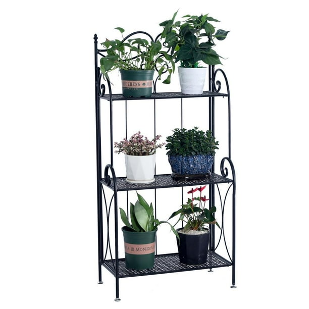 Ktaxon 3 Tier Metal Plant Stand Scrollwork Design Indoor and Outdoor