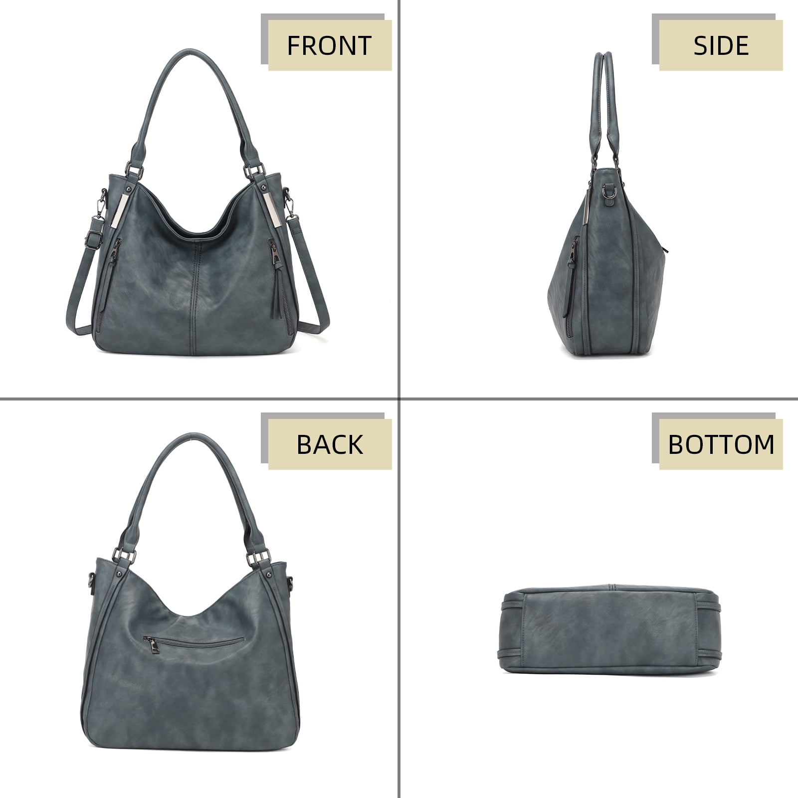 KL928 Large Hobo Purse Handbag for Women Leather Crossbody Tote Travel Bag