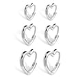 thumbnail image 1 of Pendientes tipo argolla ALEXCRAFT en forma de corazón de plata de ley 925, 3 pares, 1 of 7