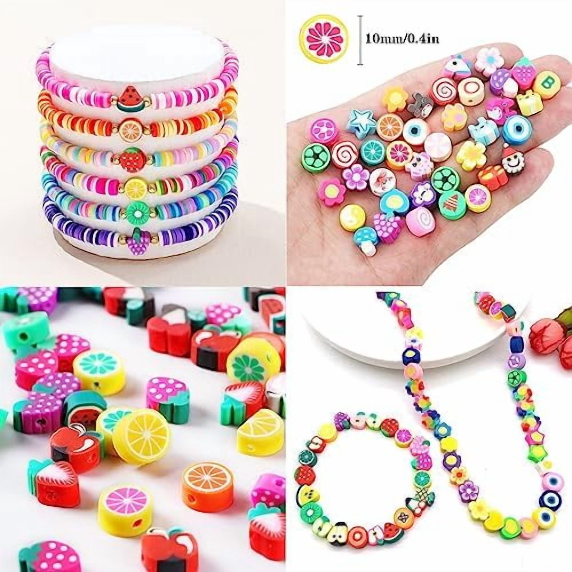 YNGLLC 2480pcs Acrylic Bear Polymer Clay Beads Charms for Bracelets Making Kit Cute Fun Charms Beads Friendship Bracelet Making DIY Arts Crafts Birthday Gifts Toys for Kids Girls