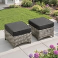 thumbnail image 2 of Ovios Outdoor Patio Ottoman with Cushion Wicker Coffee Table Extra Seat for Garden, Backyard, Porch, or Balcony, 2 of 6