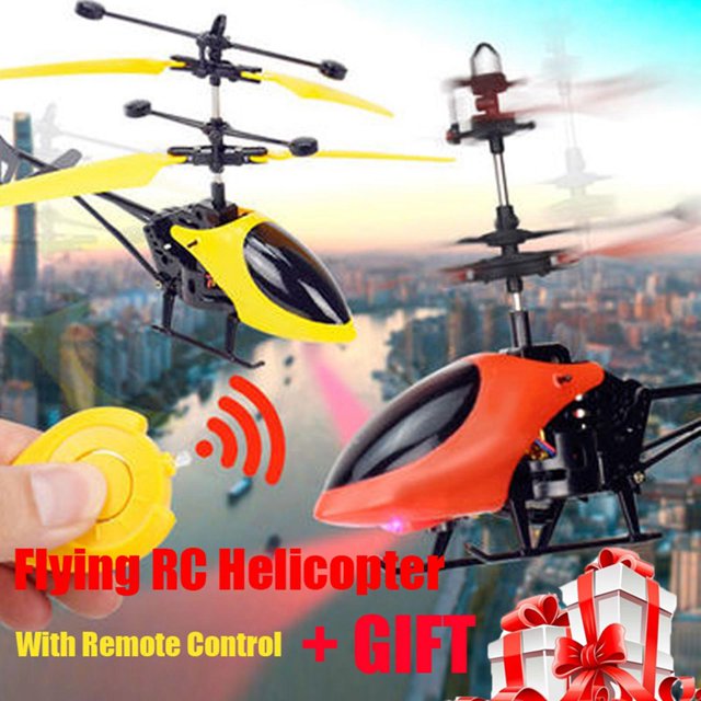 Flying RC de inducción USB Control manual Regalos de cumpleaños , amarillo Hugo Mini helicóptero RC