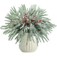 thumbnail image 1 of 60 Pcs Branches de Pin de Noël Neige Normale avec Tiges de Baies Rouges, Branches Artificielles de Sapin de Noël Enneigées, Aiguilles de Pin, Baies Blanches Givrées Fausses Verdure Tiges de Pin Normale pour Guirlande Décoration Maison, 1 of 7