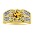 thumbnail image 1 of RYLOS Men's Rings Yellow Gold Plated Silver Designer Starburst 7MM Round Gemstone & Diamond Ring Citrine November  Size 10, 1 of 7
