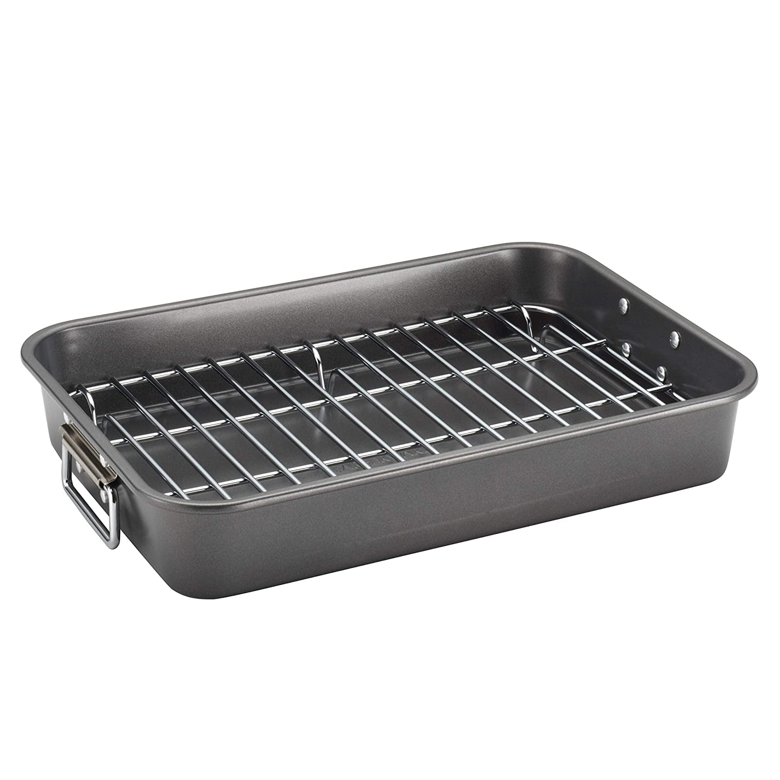 Farberware Bakeware Nonstick Steel Roaster with Flat Rack, 11Inch x 15