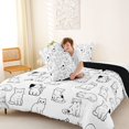 thumbnail image 4 of Homewish Minimalist Cartoon Cat Full Size Comforter Sets,Kawaii Animal Bedding Comforter Set,White,Black Reversible,3 Pieces,1 Comforter and 2 Pillowcases, 4 of 7