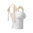thumbnail image 6 of Women Summer Tops Women's Sleeveless Camisole Tie Shoulder Mesh Strap Tank Crop Tops Business Camisole Top Women Bohemian Shirt Crop Top Back Button Front for Caution Bright Womens White M, 6 of 7