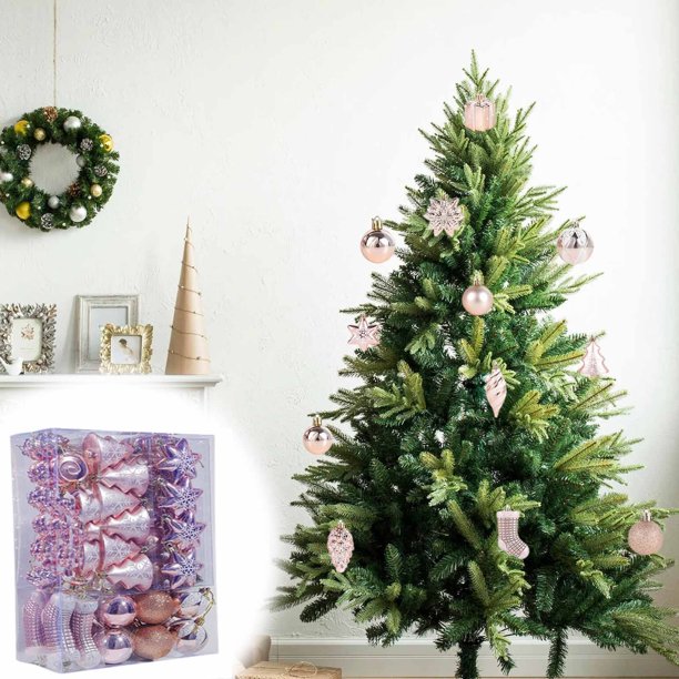 Puntoco Paquete de regalo con combinación de adornos navideños, bola navideña y campana, colgante para árbol de Navidad, juego de bolas navideñas