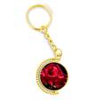 thumbnail image 1 of Rojo oscuro Rosas Flores Anillo de oro de metal llavero llavero, 1 of 3