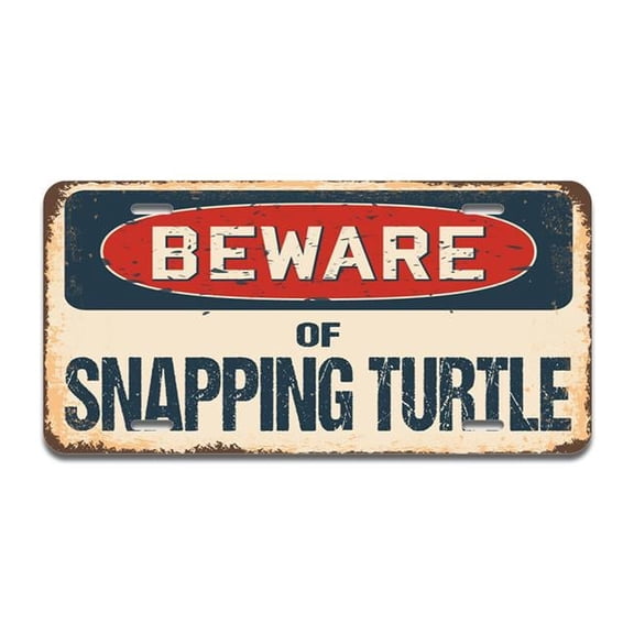 Beware of Snapping Turtle Aluminum License Plate