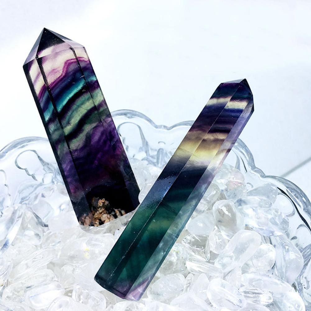 3-10CM Natural Colorful Fluorite Quartz Crystal Wand Point Healing Stone 