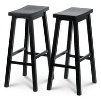 Classic Saddle-Seat 29 Inch Tall Kitchen Counter Stools, Black, Set of 2