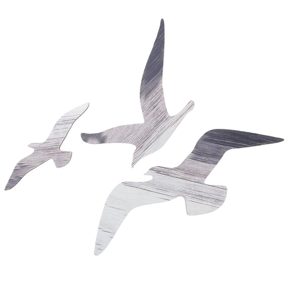 OFFIGAM Black Wood Seagull Wall Art Set for Coastal Beach Decor Unique Mediterranean Design Easy to Install 3pcs