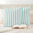 thumbnail image 3 of Aqua Stripe Outdoor Waterproof Pillow Covers, Geometric Grey White Vertical Striped Decorative Square Throw Pillowcase Sofa Cushion Sham for Patio/Couch/Chair, 24"x24" 2 Pack, 3 of 8