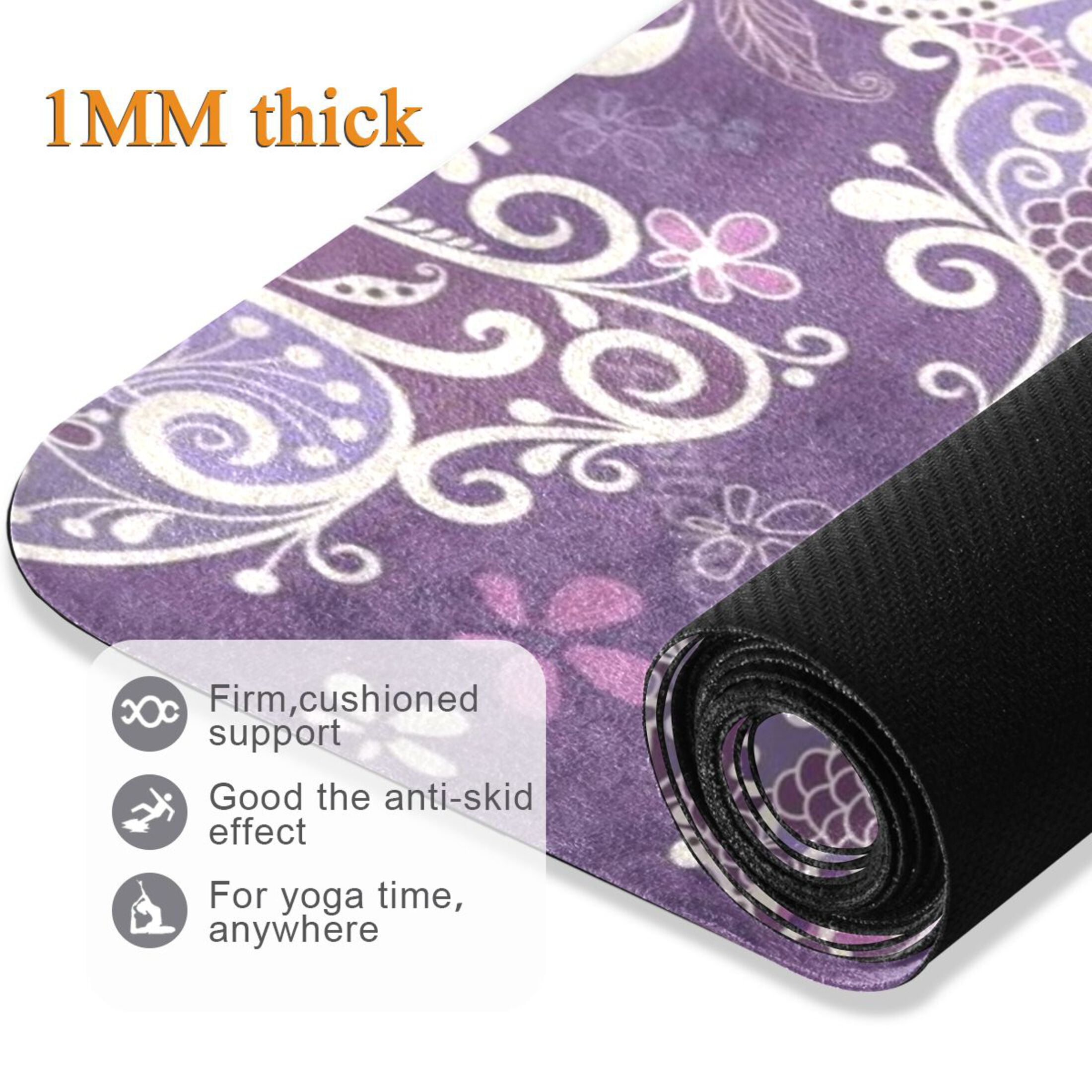 BZSMCE Yoga Mat Women Fitness Mat Purple Paisley Swirl Pattern