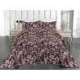 thumbnail image 2 of Ambesonne Floral Design Quilted Bedspread Set 3 Pcs, Music Sound Writing, Twin, Pale Pink Charcoal Grey, 2 of 4