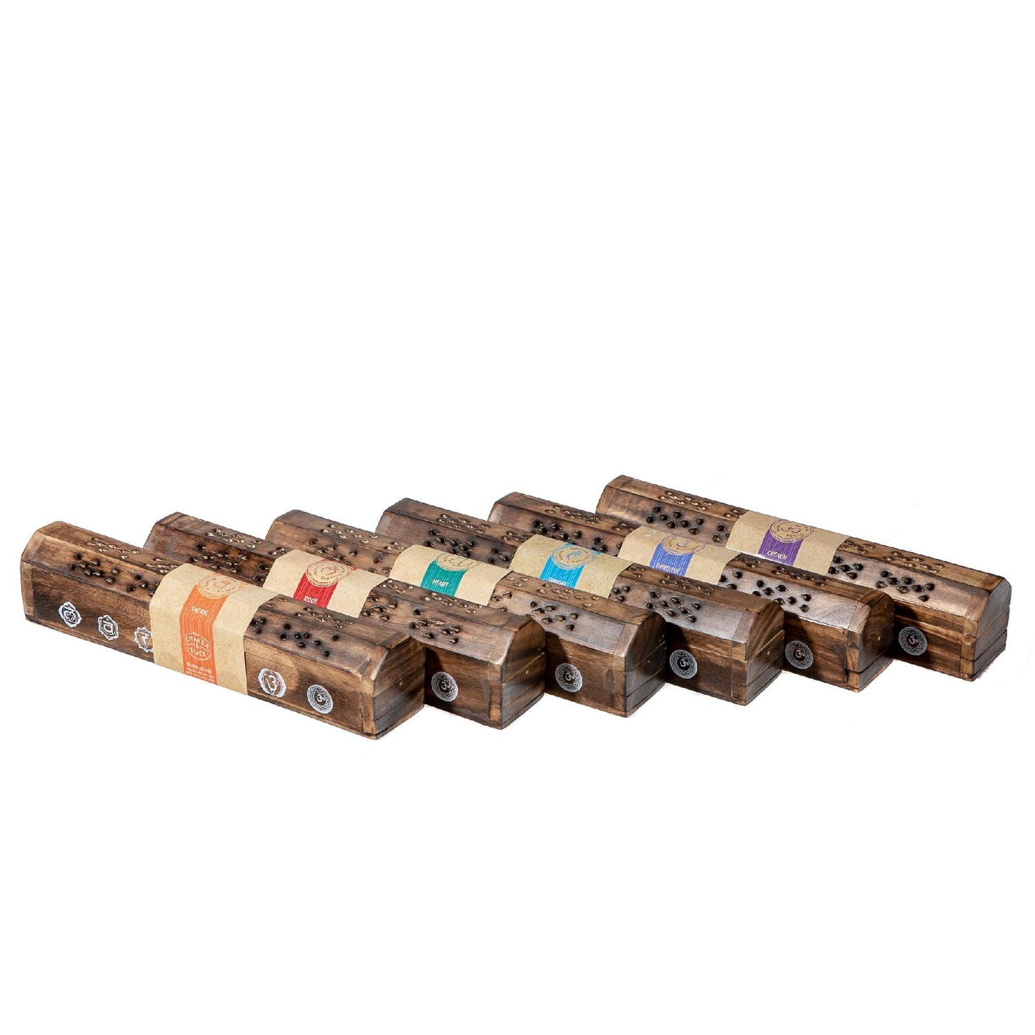 Chakra Luck Wooden Incense Stick Holder (Asstd) - Set of 7
