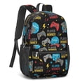 thumbnail image 2 of Game Controller Black Pattern 17" School Backpacks for Teens,Waterproof Oxford Fabric,S-Shape Padded Straps for School,Travel,Hiking,Camping, 2 of 6