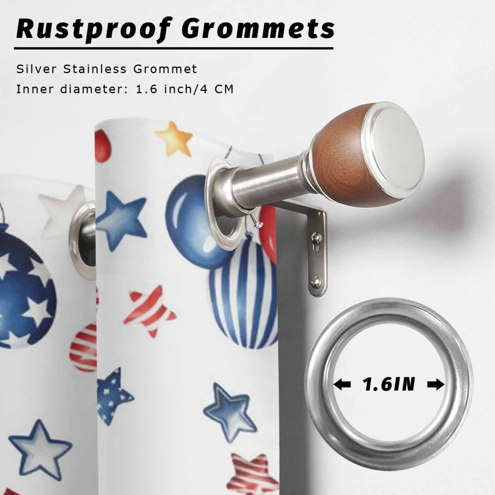 Independence Day Outdoor Curtains for Patio, Butterflies Star Flags Blue Balloons Striped Sunshade Privacy Drapes Grommet Waterproof Outside Curtains for Porch/Cabana/Balcony 54"x 108", 1 Panel