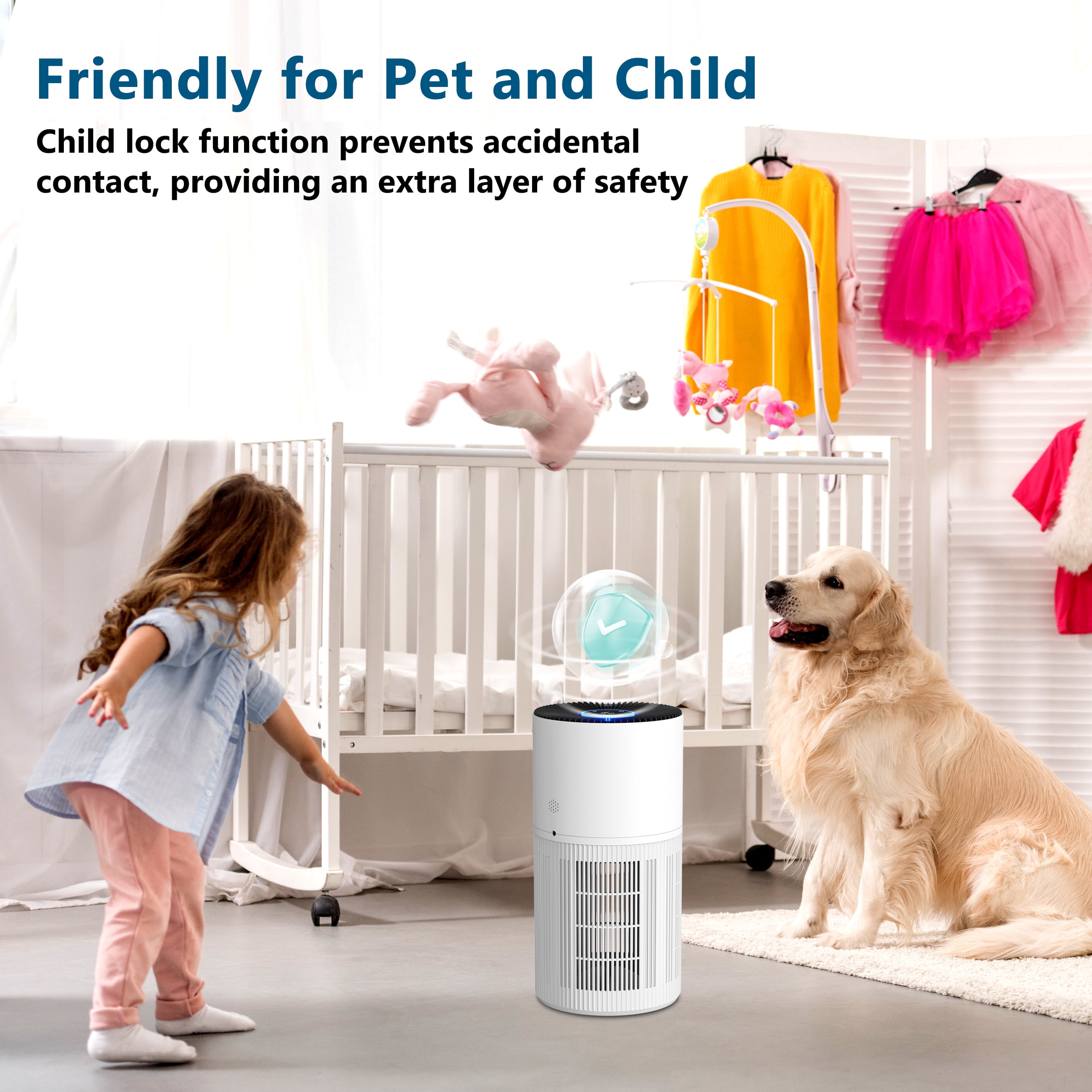 Cobectal H14 HEPA Air Purifier ZQA-6000A with Activated Carbon Filter for Smoke, Dust, Pollen, and Dander