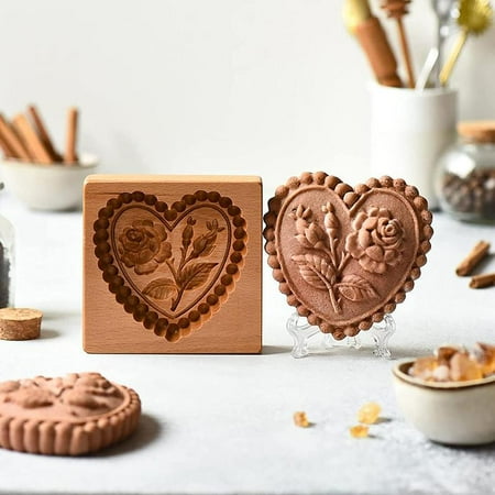 

ELENXS Cookie Mold Wooden Cookie Mold Baking Mold for DIY Cookie Candy Chocolate