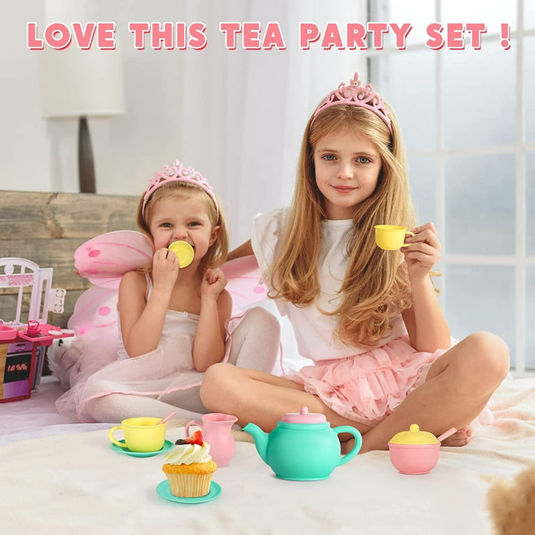 JOYIN Pretend Play Tea Party Set,Mini Kitchen for Kids Unisex
