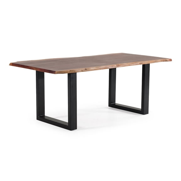Modrest Taylor Rectangular Modern Metal & Solid Wood Dining Table in Brown