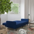 thumbnail image 4 of BizChair Premium Split Back Sofa Futon, Convertible Sleeper Couch for Small Spaces in Soft Navy Velvet Upholstery with Solid Wooden Legs, 4 of 12