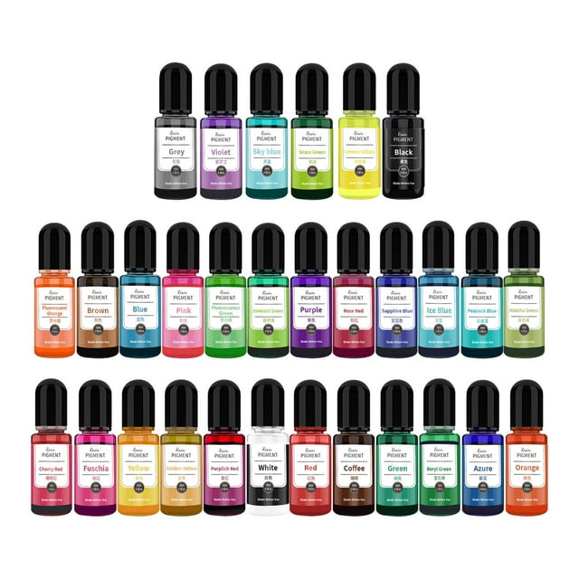 Pigmento de resina epoxi, pigmento de resina, tinte de colores, multicolor, translúcido, 10 ml, epoxi 30 piezas