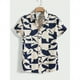 thumbnail image 4 of Camisa hawaiana con patrón irregular para hombre, empalme colorido, estampado 3D, mangas cortas, informal, para vacaciones, con solapa, camisas hawaianas, 4 of 4