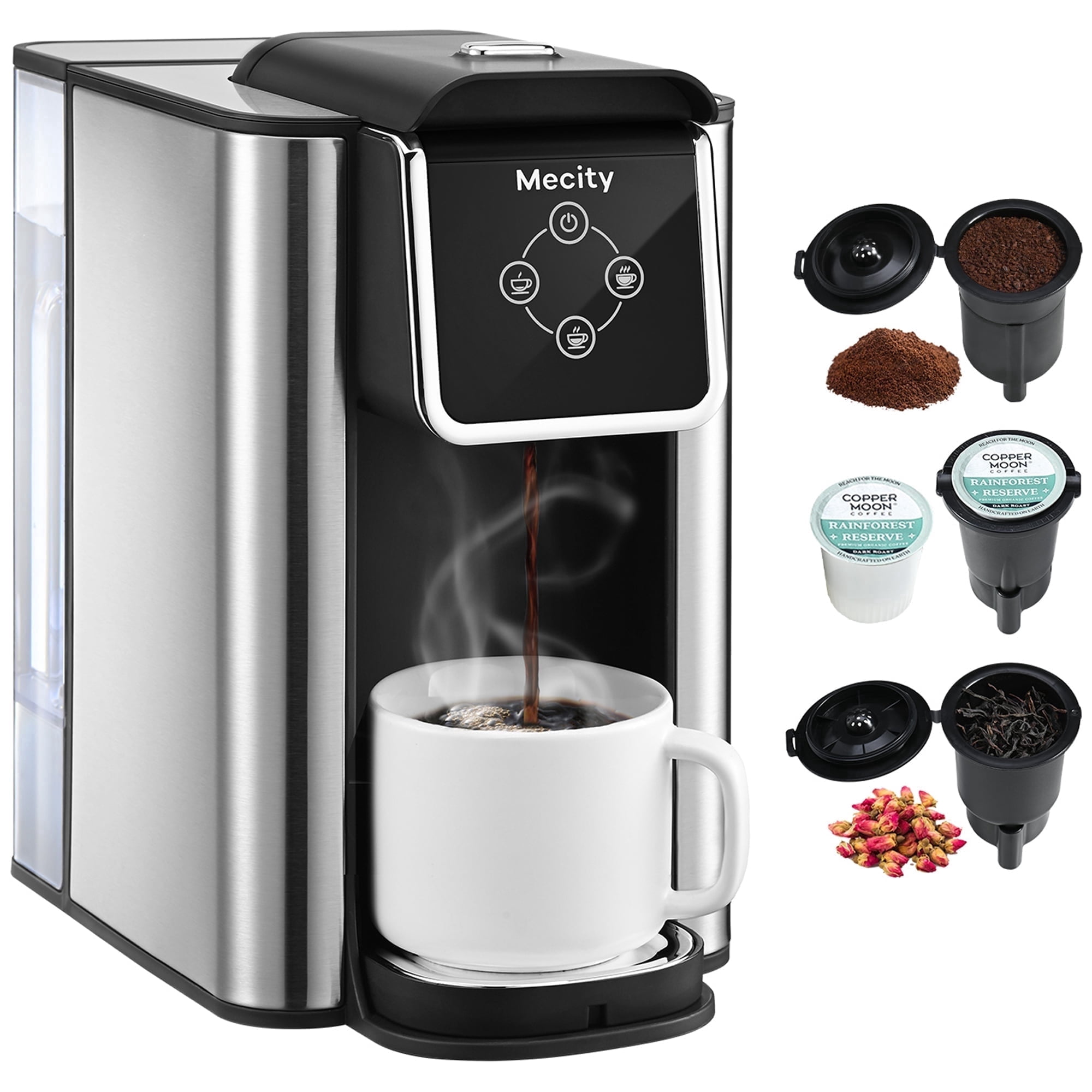 Mecity 3-in-1 Single Serve Coffee Maker, Black photo 1