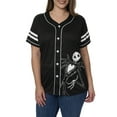 thumbnail image 3 of Women's Plus Skellington Baseball Jersey Shirt Button Nightmare Before Christmas, 3 of 8