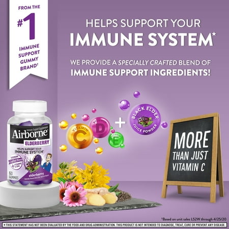 Airborne Elderberry Gummies Immune Support Supplement (60 count)