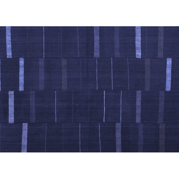 Ahgly Company Machine Washable Indoor Rectangle Abstract Blue Contemporary Area Rugs, 5' x 7'