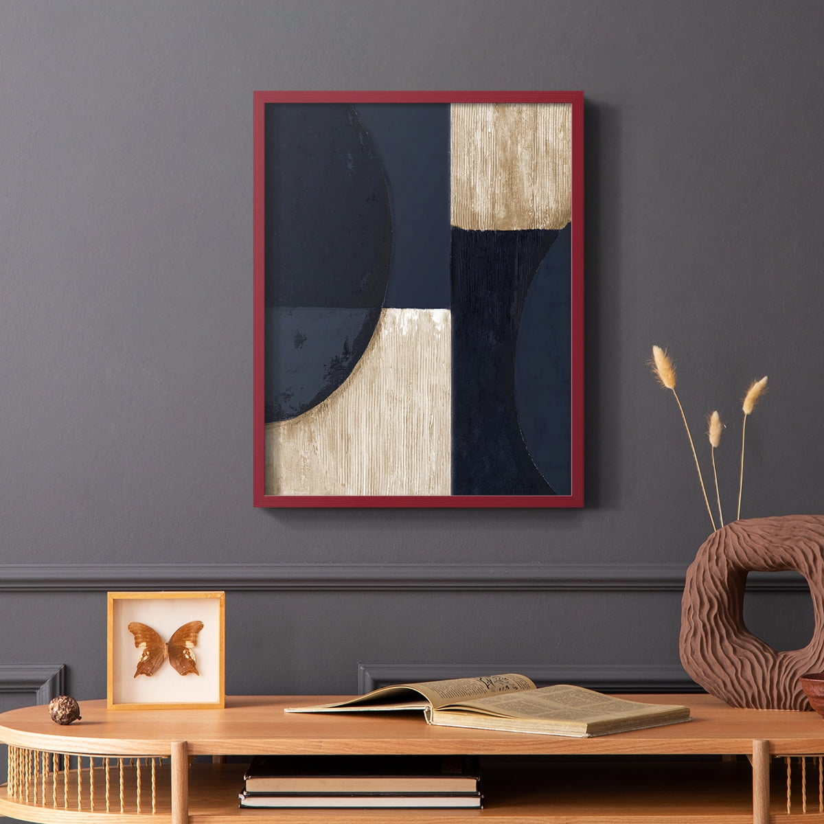 Navy Reflections in Red Solid Wood 11 x 14 Framed Print