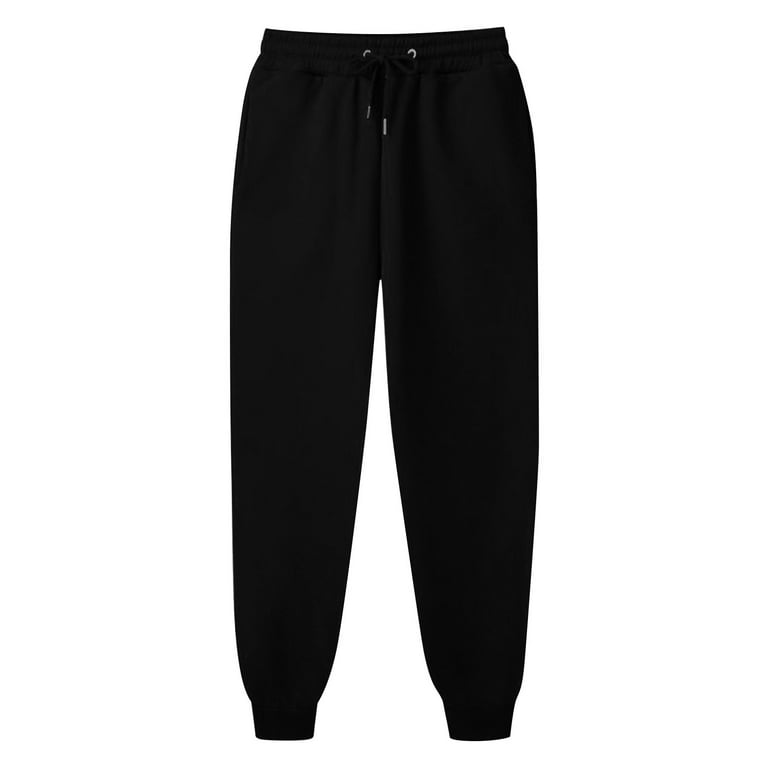 JWZUY Womens Plain Pants Casual Jogger Sweatpants Ankle Length Drawstrijg  Elastic Waist Pant Workout Fitness Pants Black XL