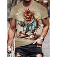 thumbnail image 3 of Men's 3D Rooster Morning Coffee Theme Printed T-Shirt, Soft Polyester Summer Crew Neck T-Shirt Tangent Suitable for Daily Casual Vacation Travel, 3 of 6