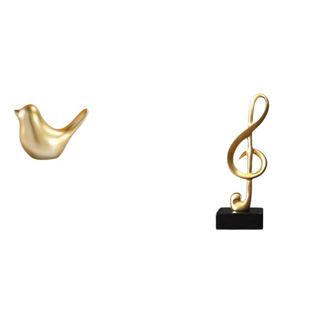 Figura de pájaro dorado con nota musical, estatua de animal, adorno moderno para decoración del hogar, escultura de pájaro, resina musical, centro de