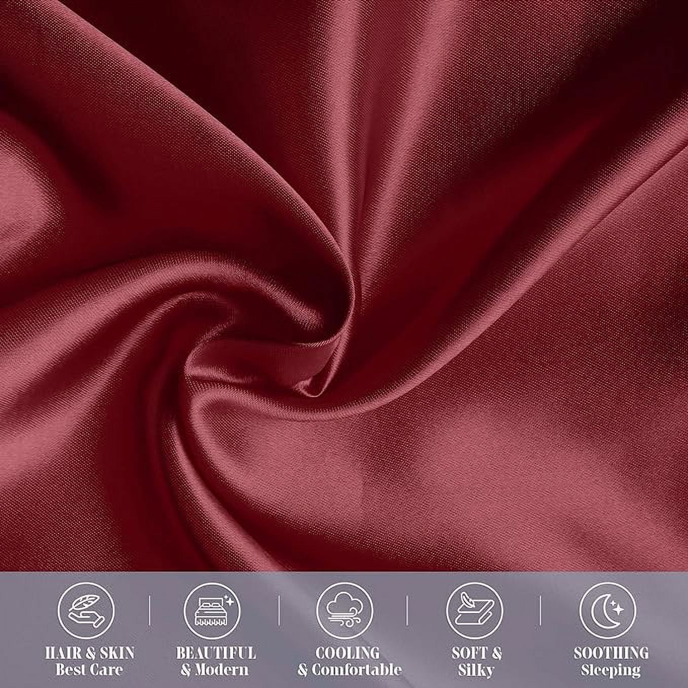Cooling Viscose Satin Pillowcase 4-Pack Set with Hidden Zipper Closure,King, Burgundy