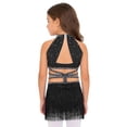 thumbnail image 2 of inlzdz Fringe Latin Dance Dress for Girls Sparkly Sequin Tassel Stage Outfit Chacha Rumba Jazz Ballet Leotards Black 16, 2 of 6