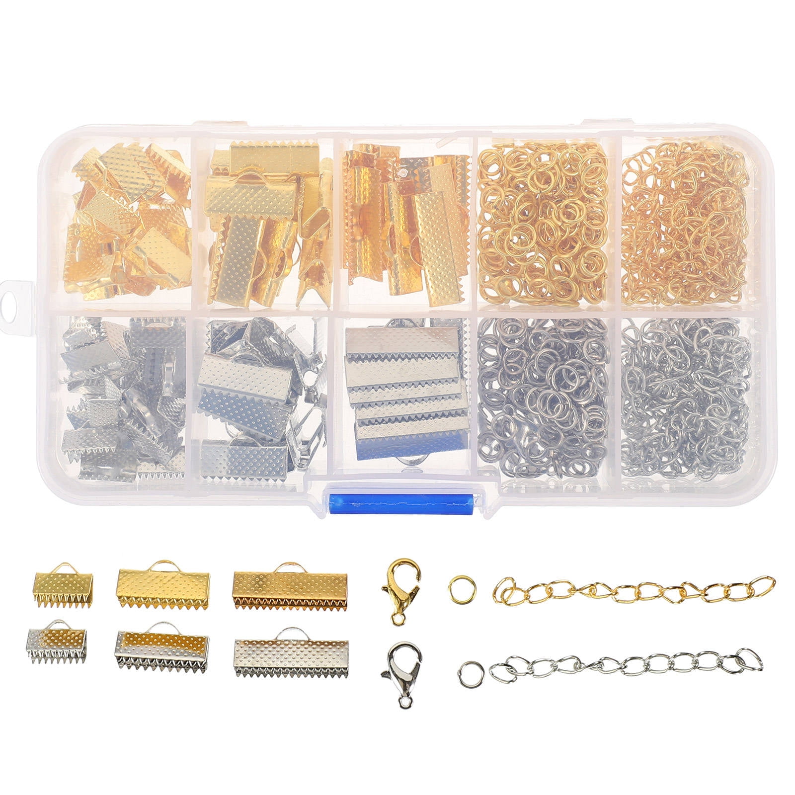 FELTECHELECTR DIY Jewelry Clamps Pinch Crimp Ends Assorted Color for Bracelet Necklace Making