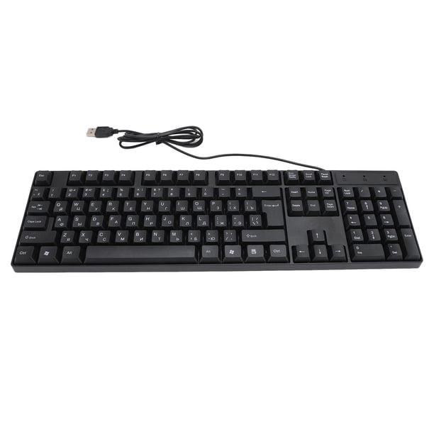 Teclado USB Con Cable para Idiomas minoritarios Ruso, Español, Francés, Inglés, 104 Teclas, Cable de 1,5 m, Diseño Ergonímico, Rendimiento estable, Enchufe y reproduce para
