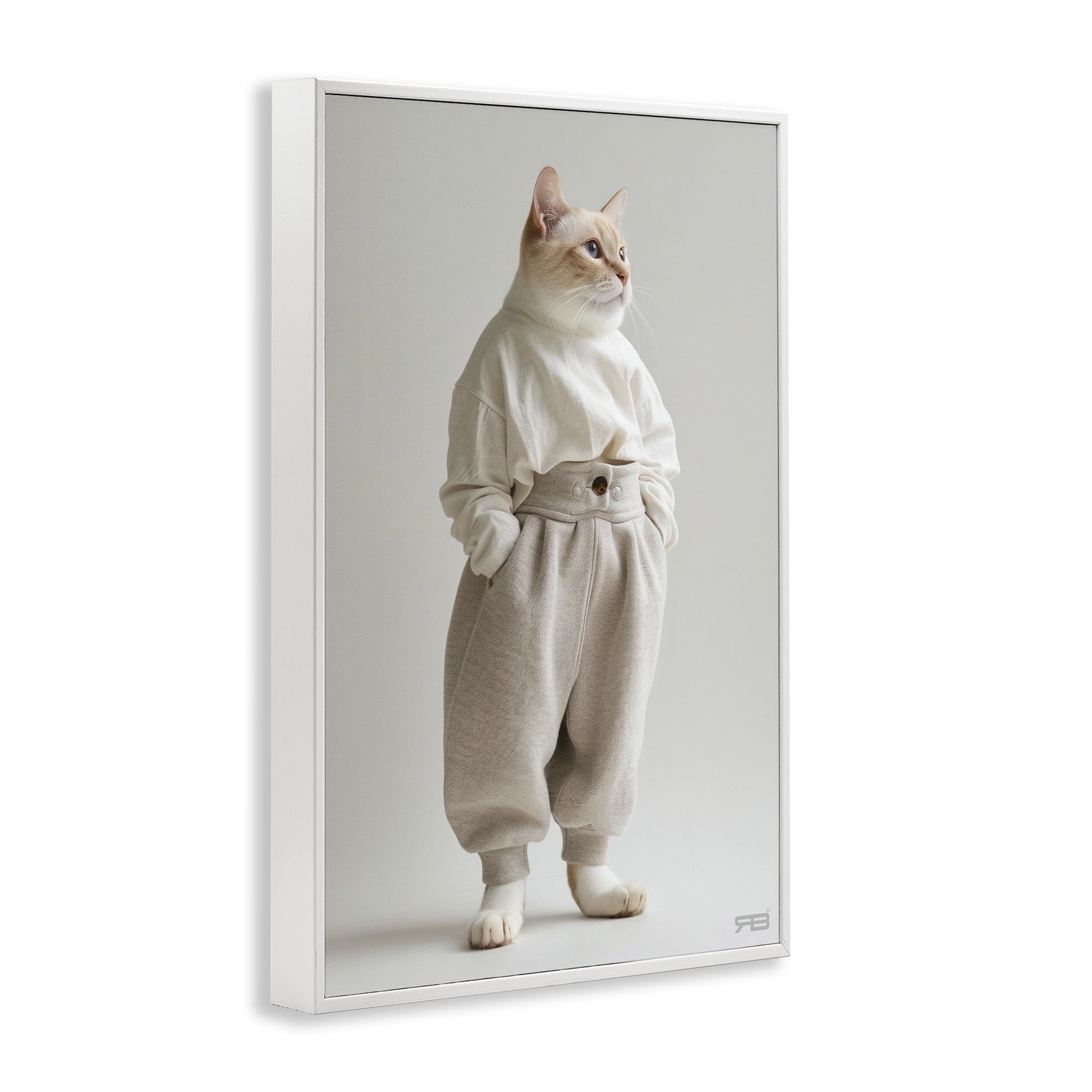 Stupell Industries Trendy Fashion Cat Animals & Insects Painting White Framed Art Print Wall Art, 16 x 24