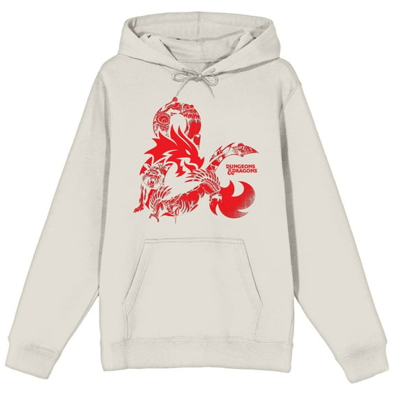 Dungeons & Dragons Logo Long Sleeve Sand Adult Hooded Sweatshirt-Medium