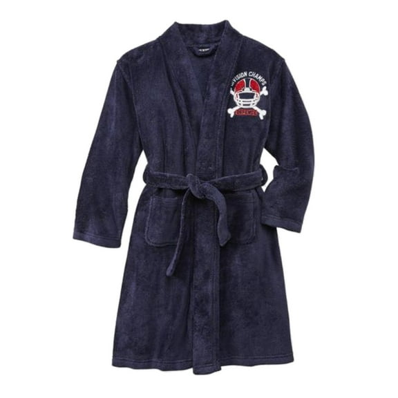 Joe Boxer Boys Navy Blue Plush Football Fleece Bath Robe House Coat XS 4/5